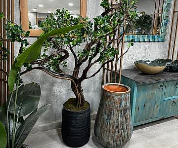 Doğal taş saksılar ve Yapay ağaç